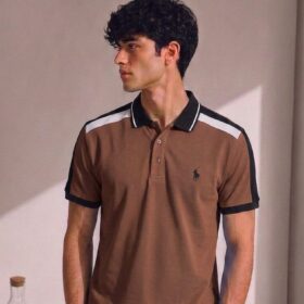 Men's Colorblock Pique Polo Shirt-Olive Green